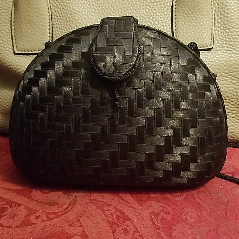 Black satin clutch
